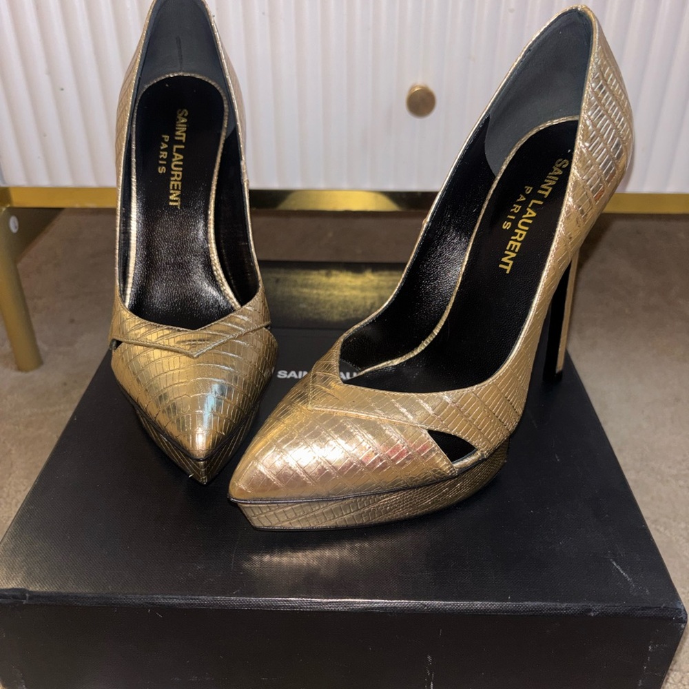 Saint Laurent Metallic Gold Heels